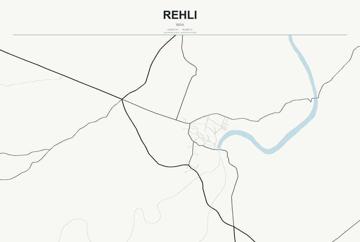 Rehli, India City Map Aluminum Sign in Headline Atlas style