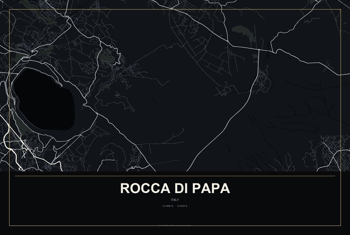 Rocca di Papa, Italy City Map Aluminum Sign in Metropolitan Noir style