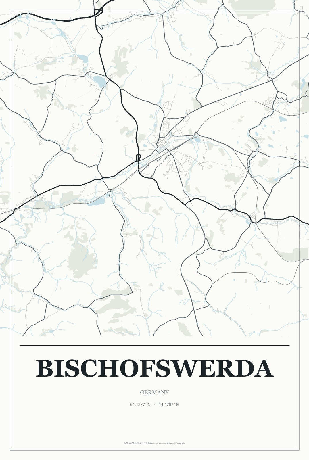 Bischofswerda, Germany City Map Aluminum Sign in Gallery Air style