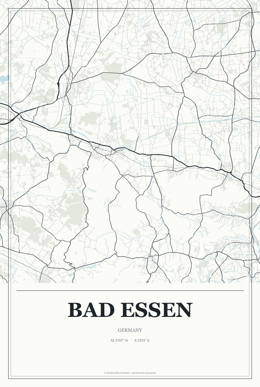 Bad Essen, Germany City Map Aluminum Sign in Gallery Air style