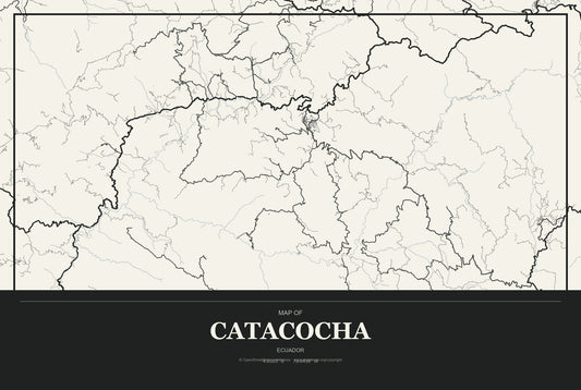 Catacocha, Ecuador City Map Aluminum Sign in Museum Plaque style