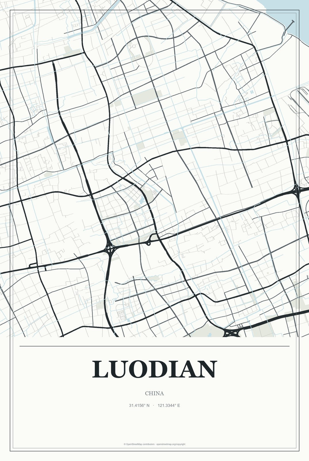 Luodian, China City Map Aluminum Sign in Gallery Air style