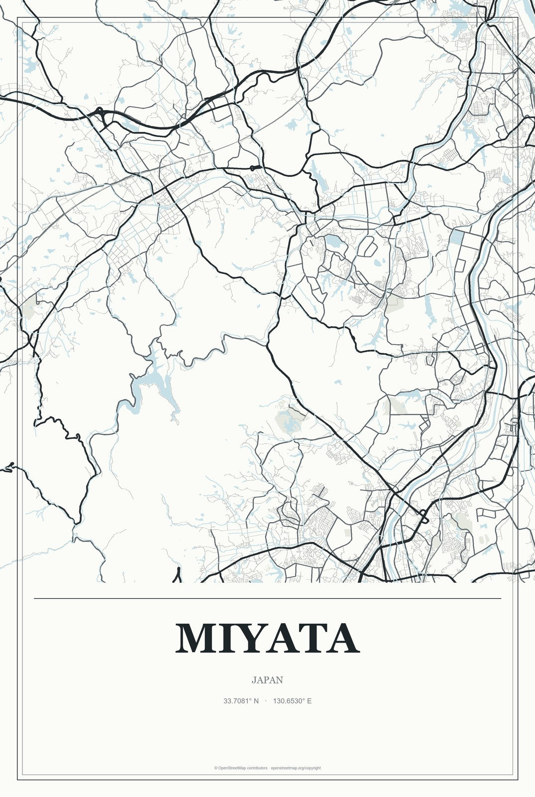 Miyata, Japan City Map Aluminum Sign in Gallery Air style