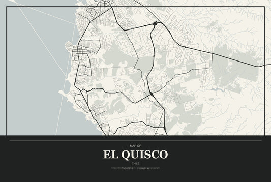 El Quisco, Chile City Map Aluminum Sign in Museum Plaque style