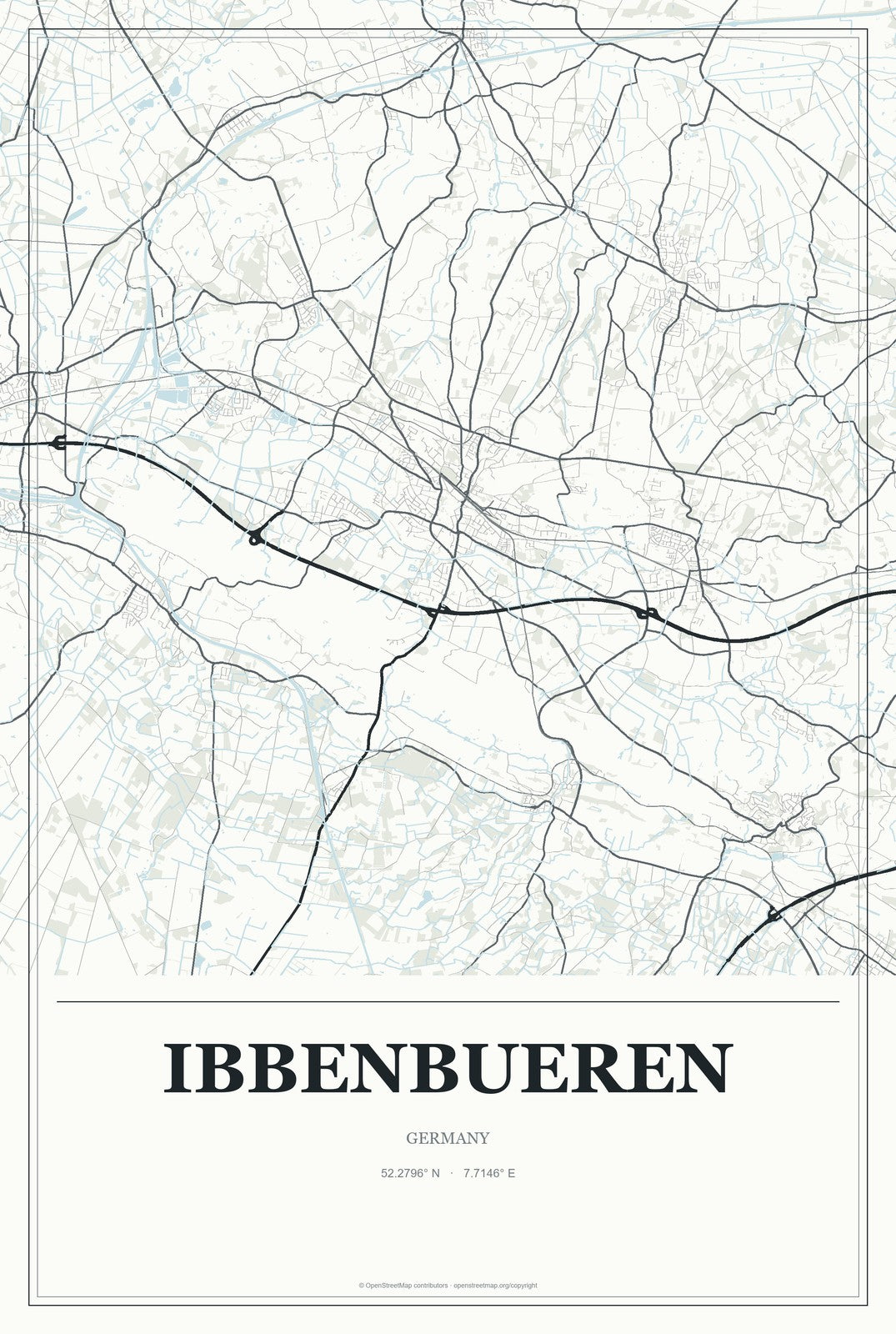 Ibbenbueren, Germany City Map Aluminum Sign in Gallery Air style