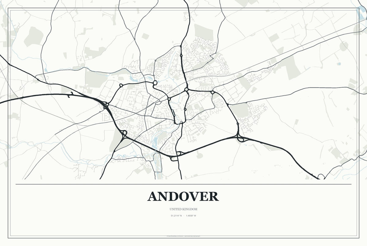 Andover, United Kingdom City Map Aluminum Sign in Gallery Air style