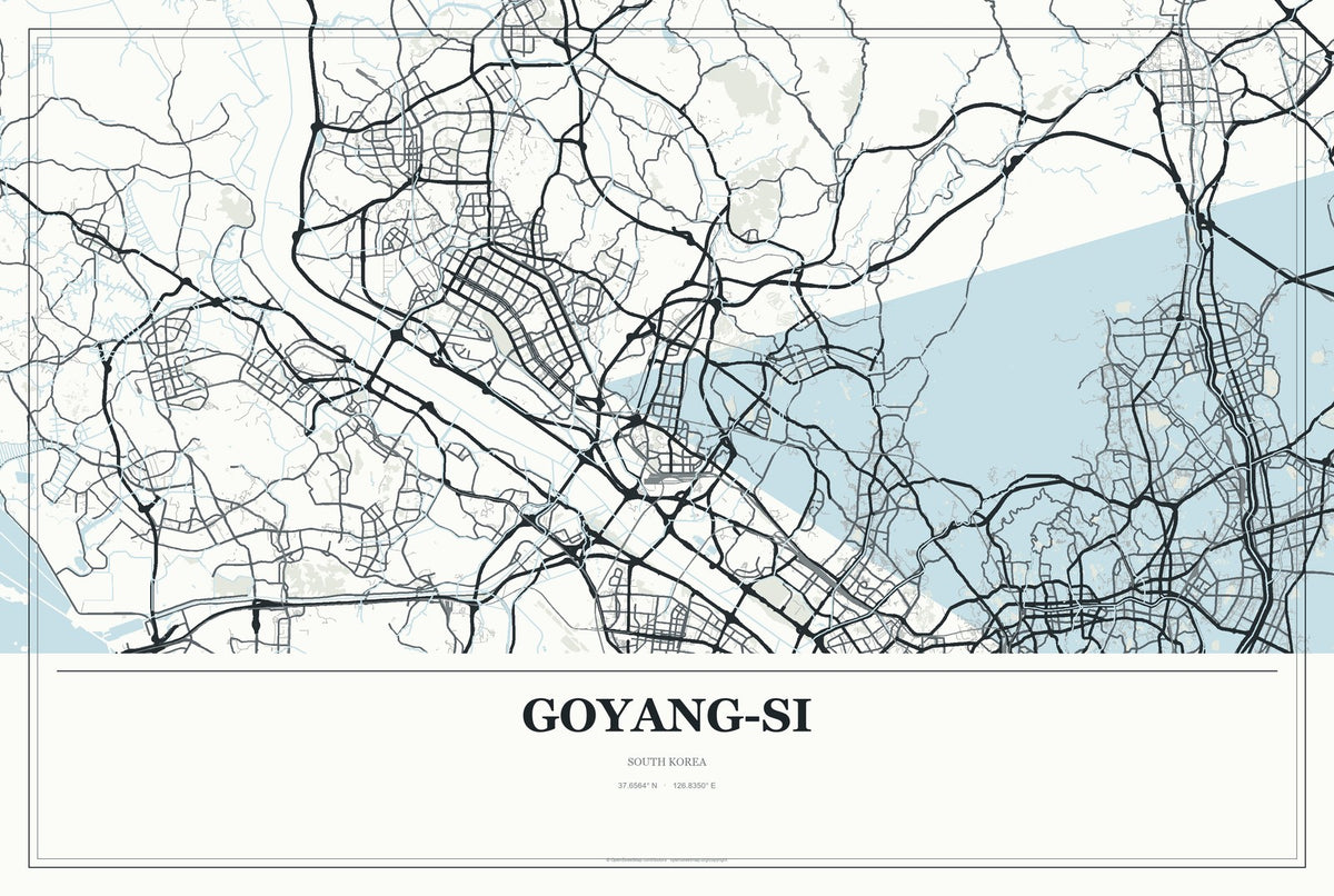 Goyang-si, South Korea City Map Aluminum Sign in Gallery Air style