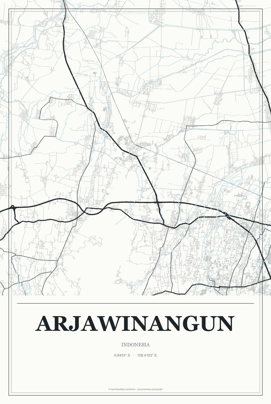 Arjawinangun, Indonesia City Map Aluminum Sign in Gallery Air style