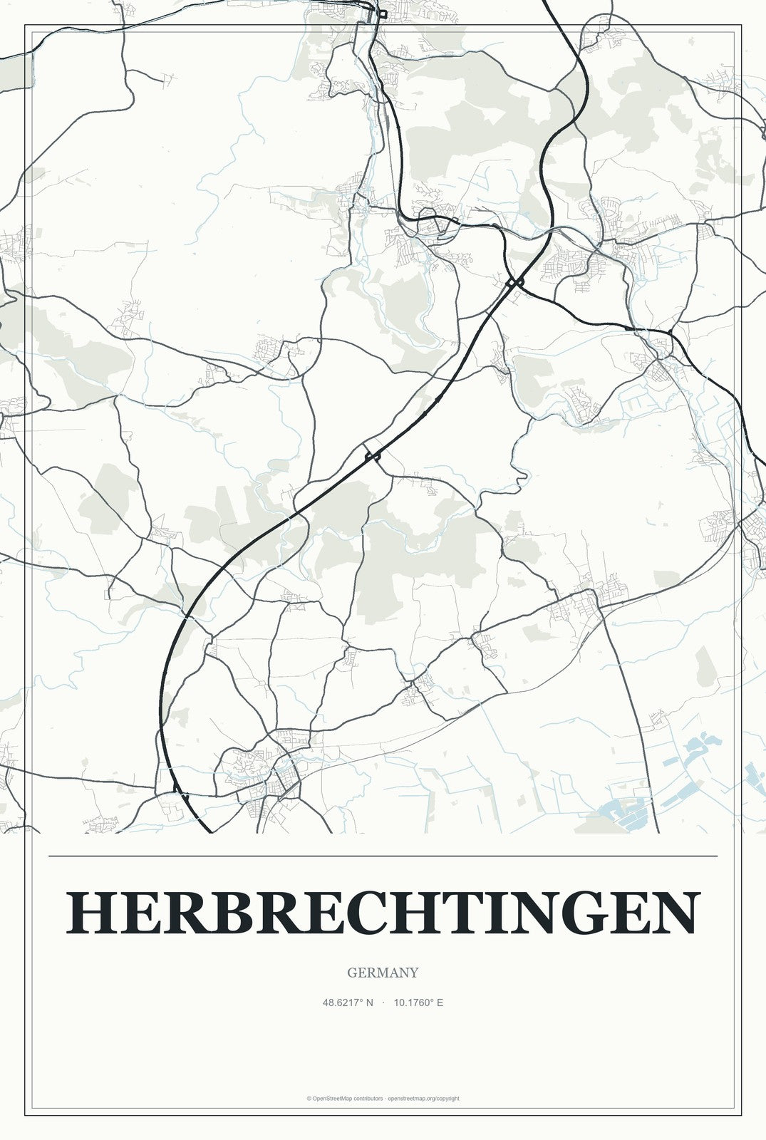 Herbrechtingen, Germany City Map Aluminum Sign in Gallery Air style