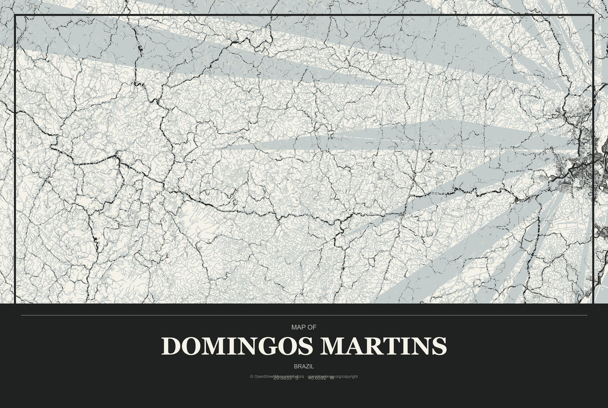 Domingos Martins, Brazil City Map Aluminum Sign in Museum Plaque style