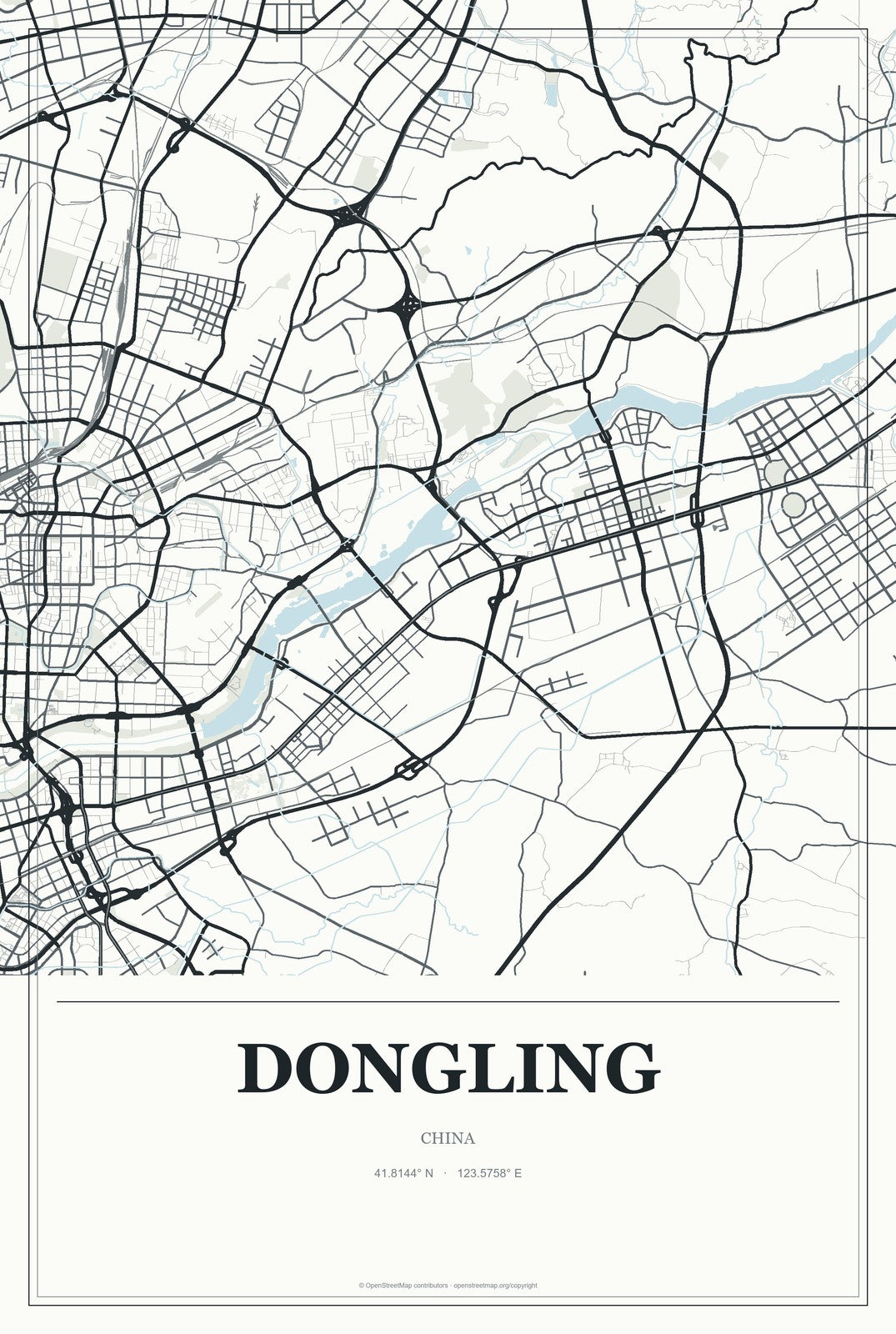 Dongling, China City Map Aluminum Sign in Gallery Air style