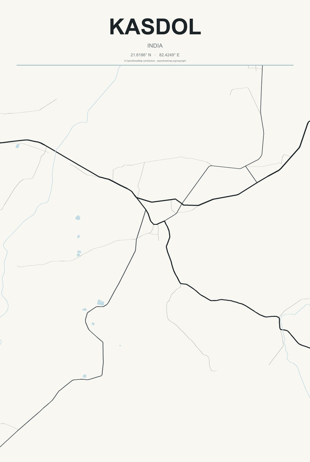 Kasdol, India City Map Aluminum Sign in Headline Atlas style