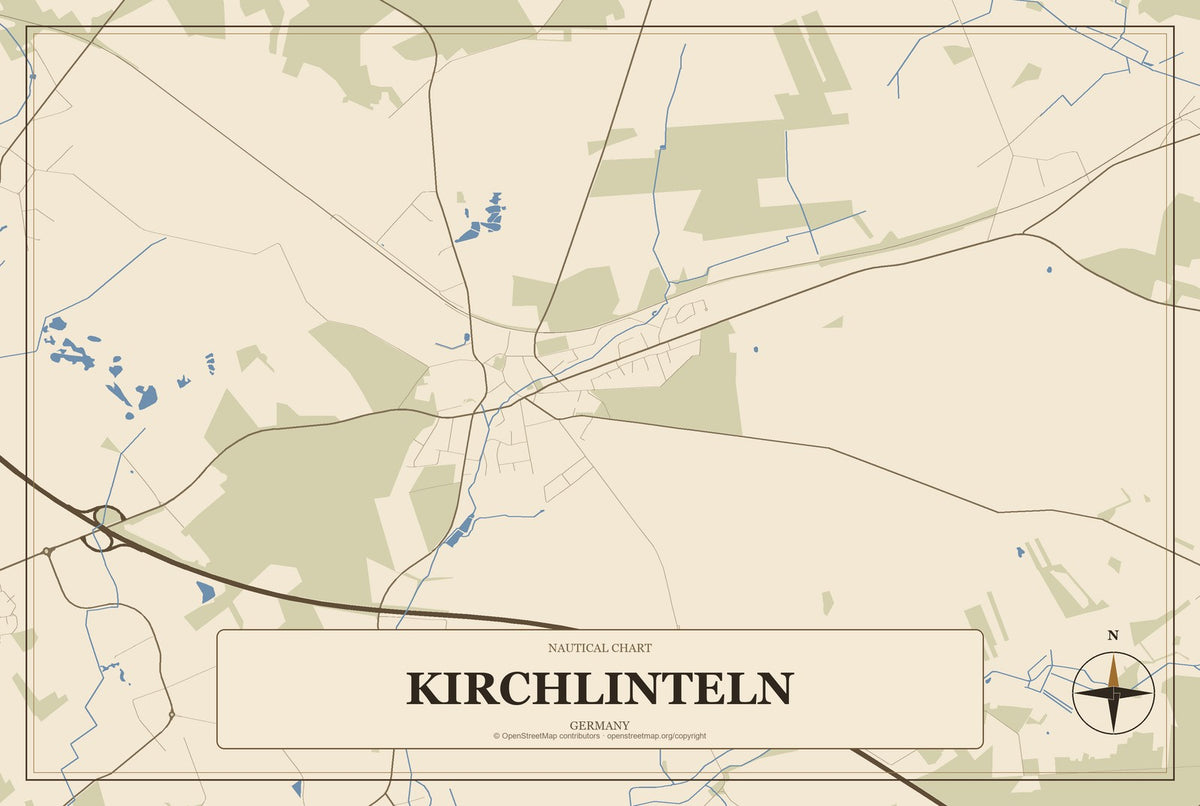 Kirchlinteln, Germany City Map Aluminum Sign in Heritage Nautical style