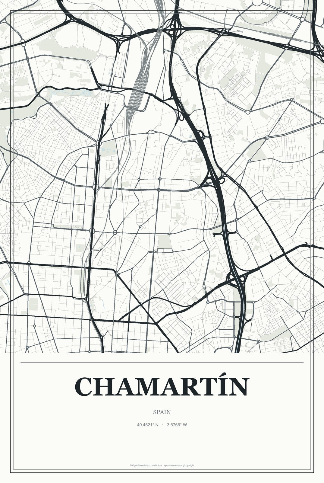 Chamartín, Spain City Map Aluminum Sign in Gallery Air style