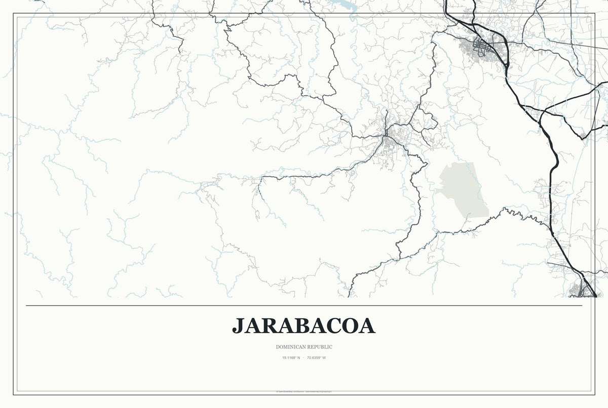 Jarabacoa, Dominican Republic City Map Aluminum Sign in Gallery Air style