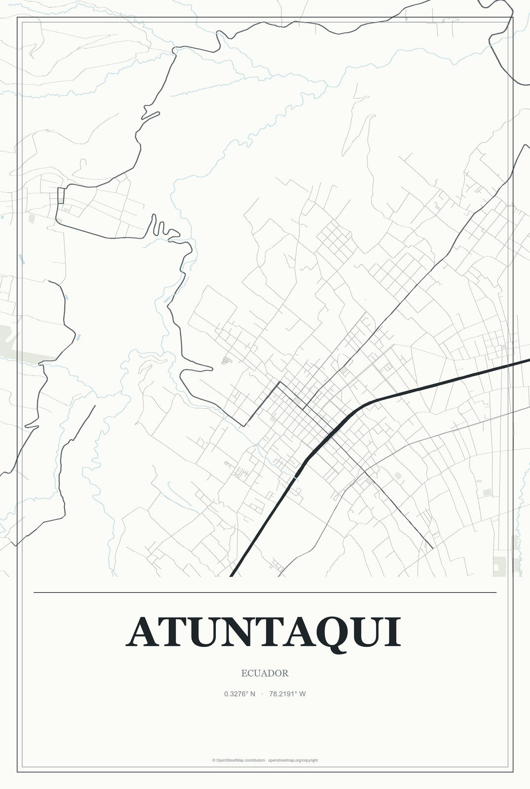Atuntaqui, Ecuador City Map Aluminum Sign in Gallery Air style