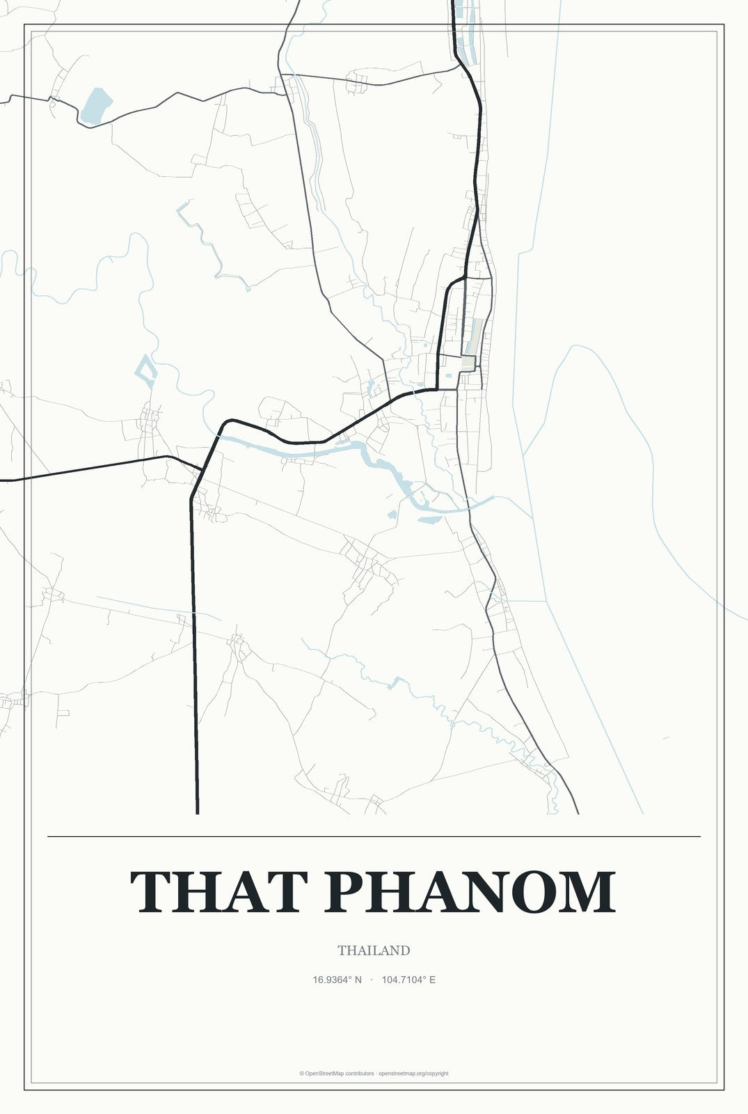 That Phanom, Thailand City Map Aluminum Sign in Gallery Air style
