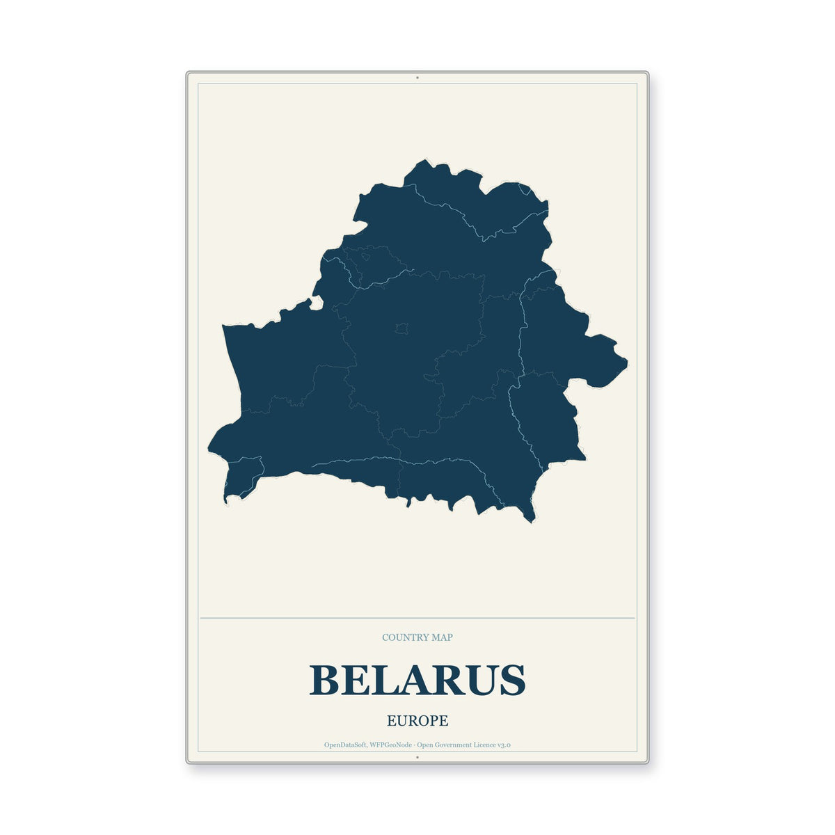Belarus Country Map Aluminum Sign in Coastal Cutout style