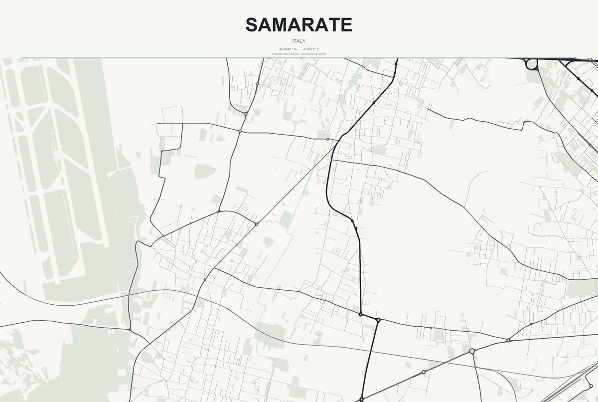 Samarate, Italy City Map Aluminum Sign in Headline Atlas style