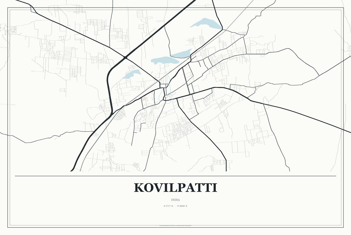 Kovilpatti, India City Map Aluminum Sign in Gallery Air style