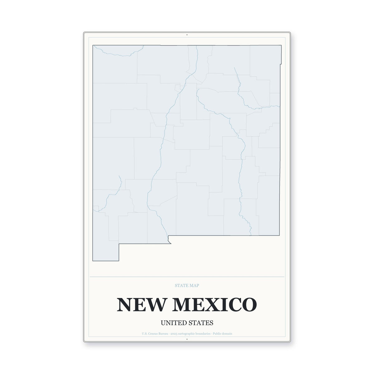 New Mexico state map aluminum sign in Gallery Air style
