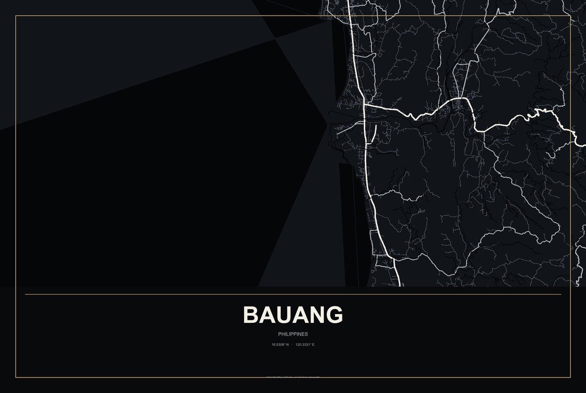 Bauang, Philippines City Map Aluminum Sign in Metropolitan Noir style