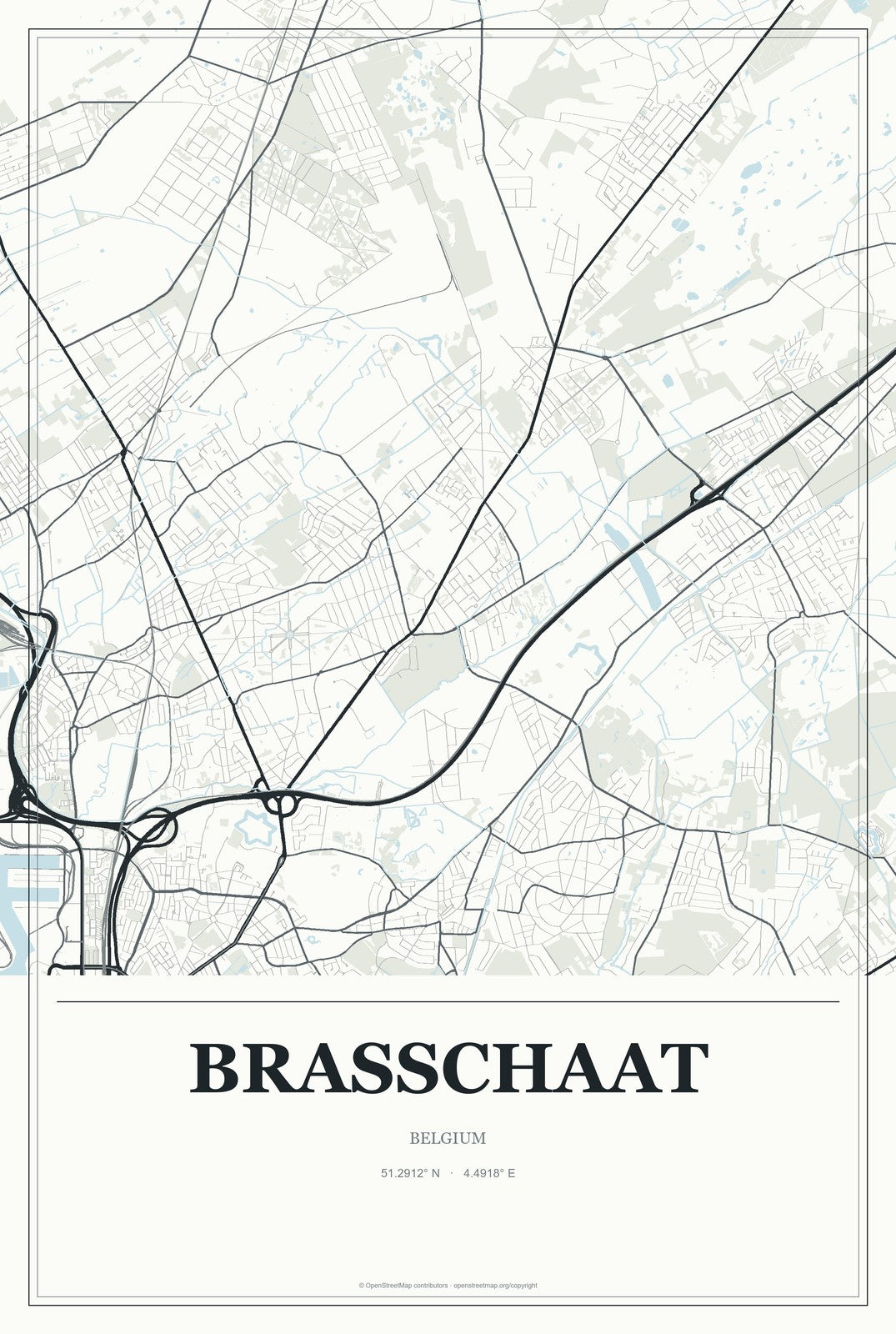 Brasschaat, Belgium City Map Aluminum Sign in Gallery Air style