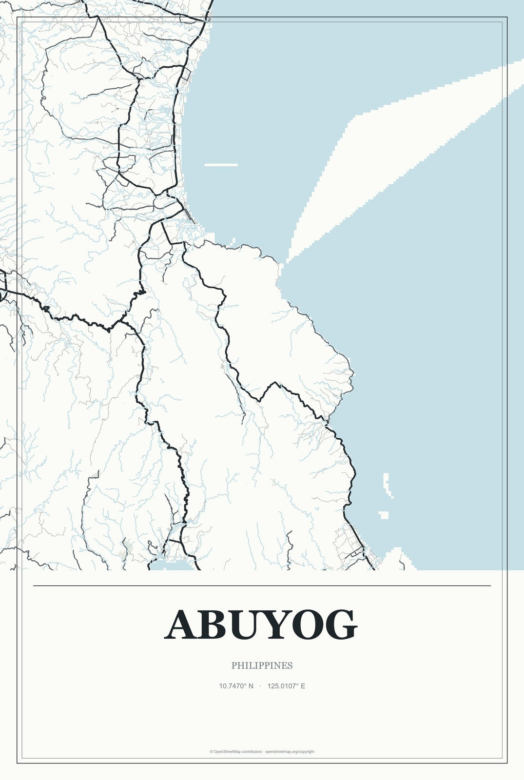 Abuyog, Philippines City Map Aluminum Sign in Gallery Air style