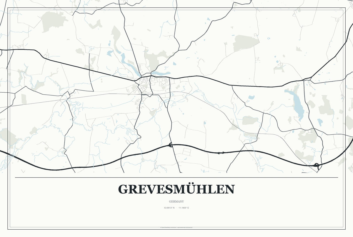 Grevesmühlen, Germany City Map Aluminum Sign in Gallery Air style