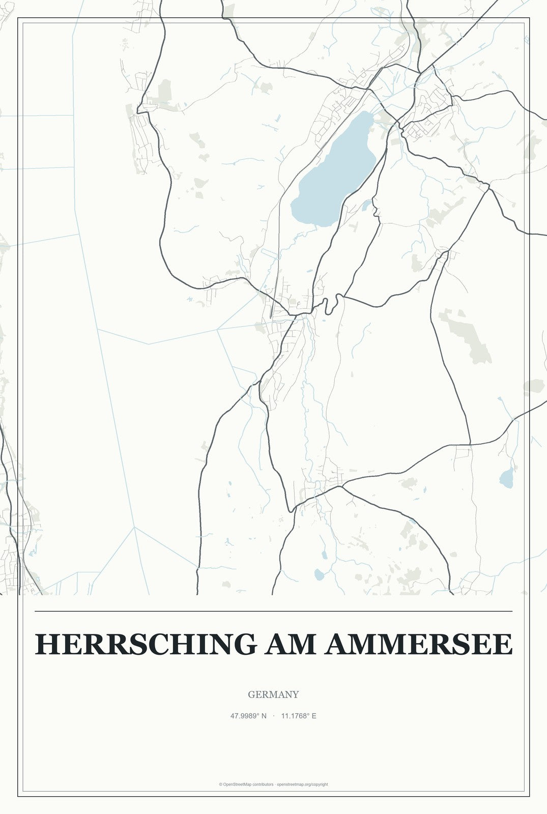 Herrsching am Ammersee, Germany City Map Aluminum Sign in Gallery Air style
