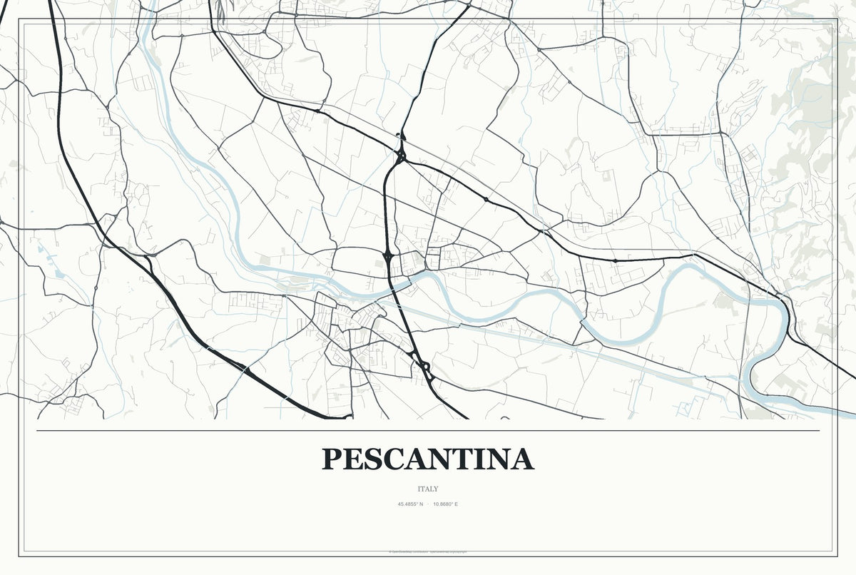 Pescantina, Italy City Map Aluminum Sign in Gallery Air style