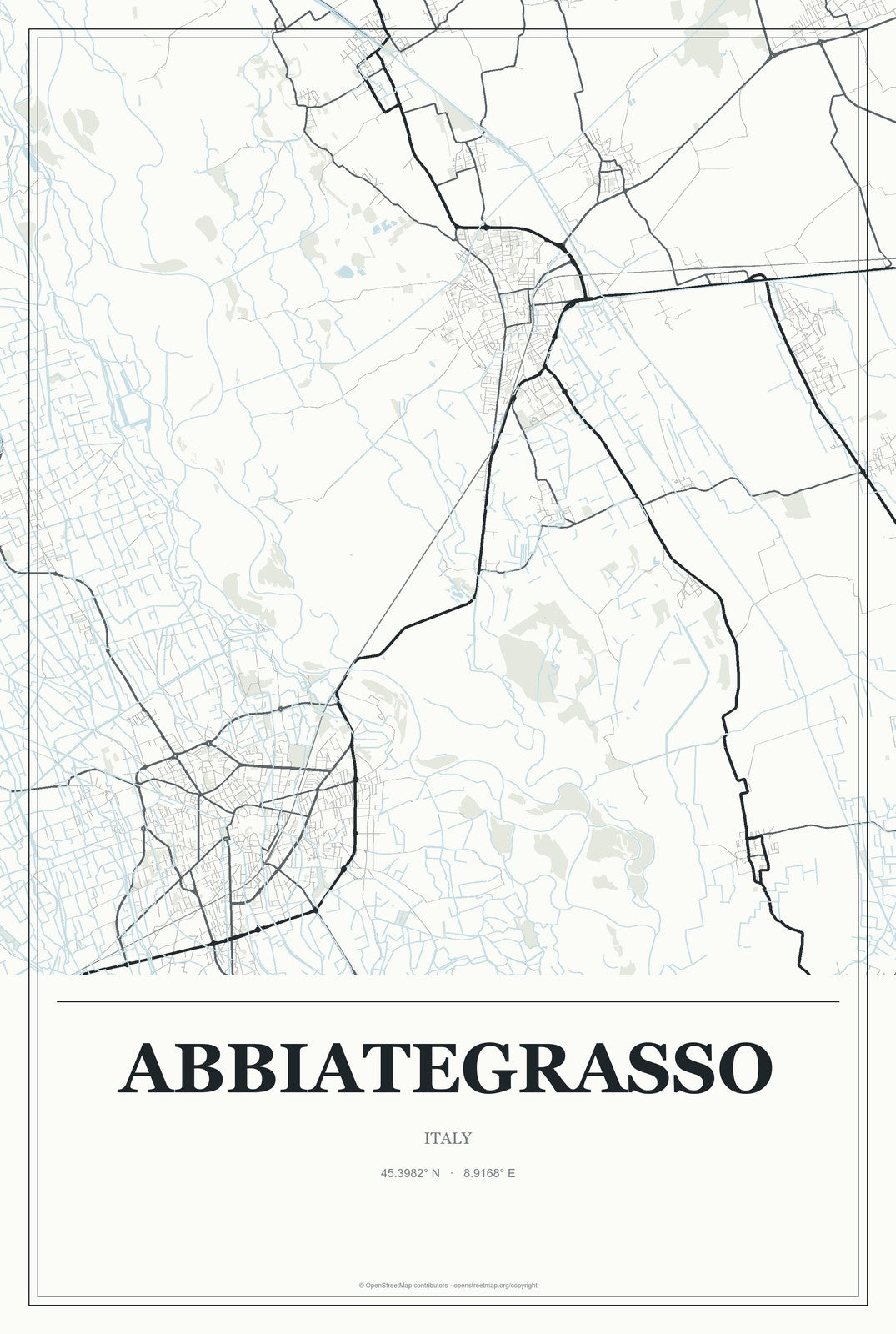 Abbiategrasso, Italy City Map Aluminum Sign in Gallery Air style
