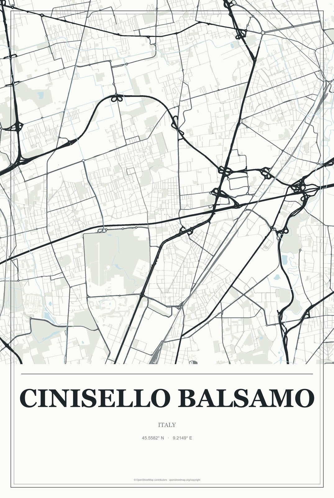Cinisello Balsamo, Italy City Map Aluminum Sign in Gallery Air style
