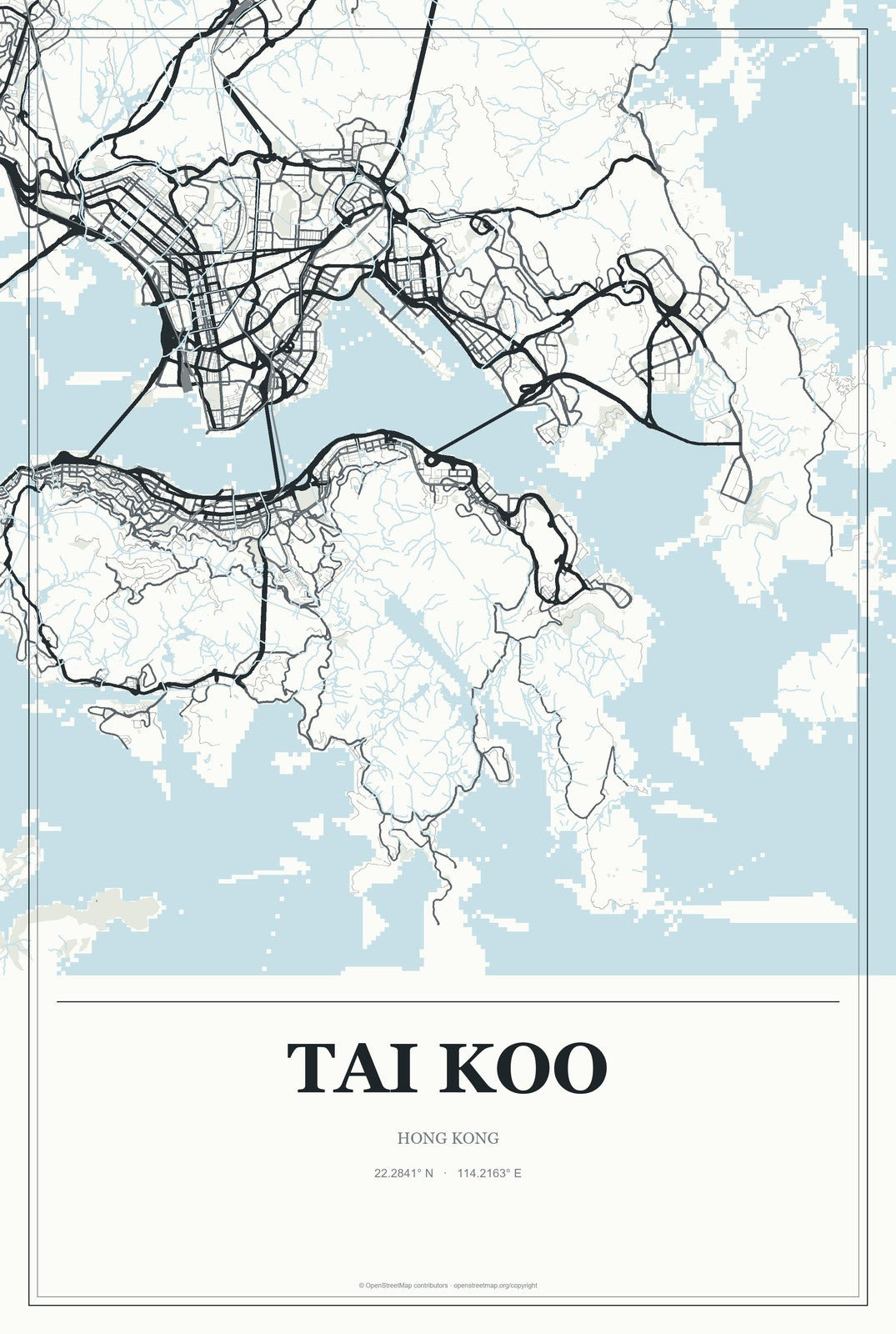 Tai Koo, Hong Kong City Map Aluminum Sign in Gallery Air style