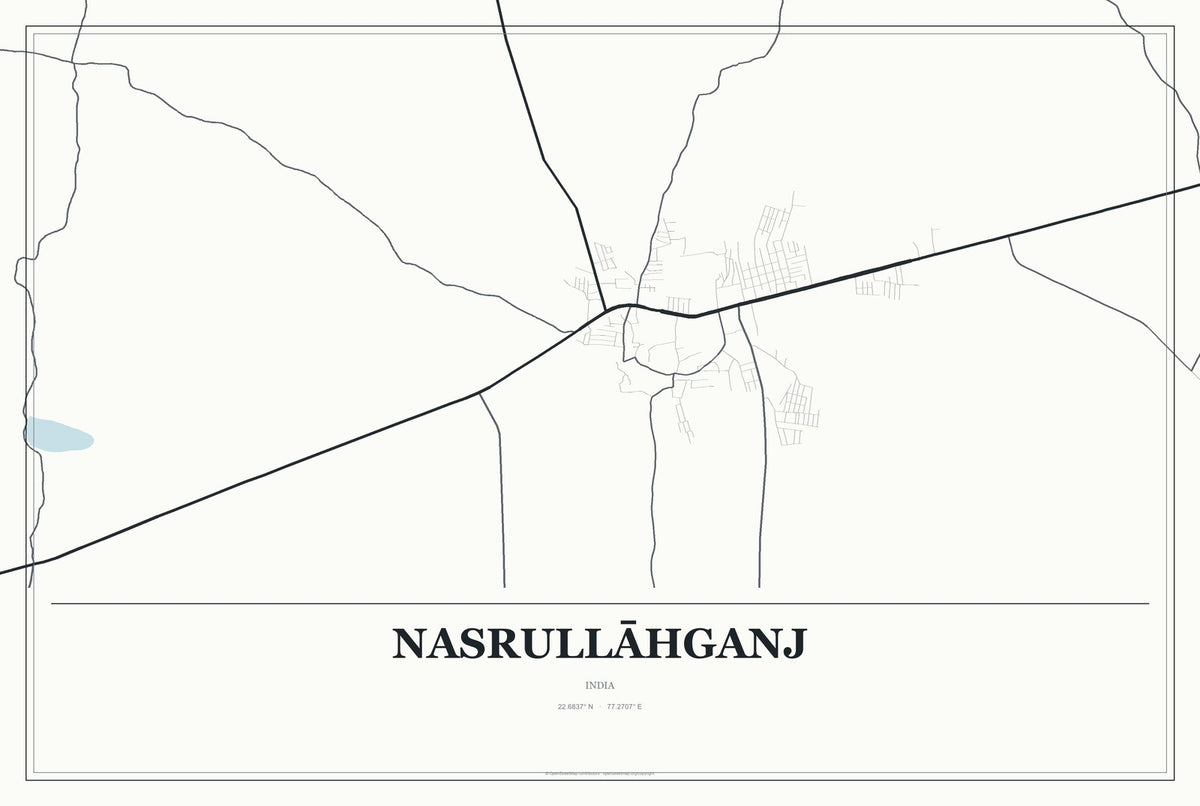 Nasrullāhganj, India City Map Aluminum Sign in Gallery Air style