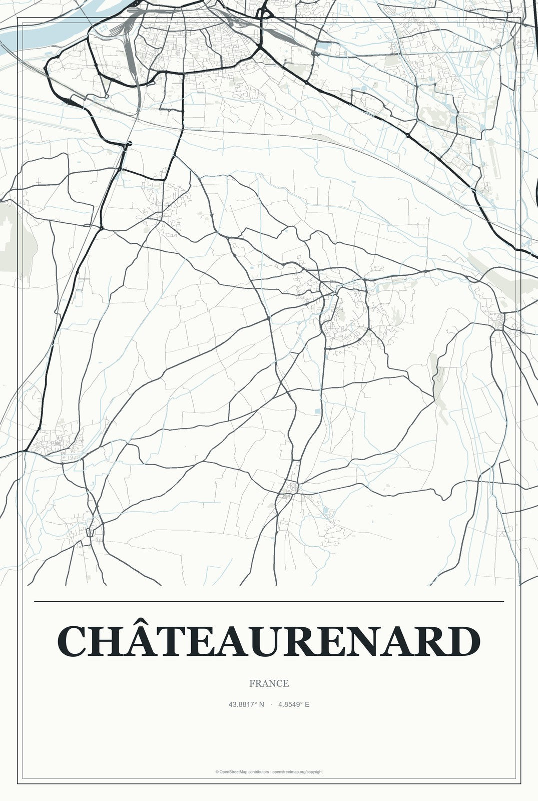 Châteaurenard, France City Map Aluminum Sign in Gallery Air style