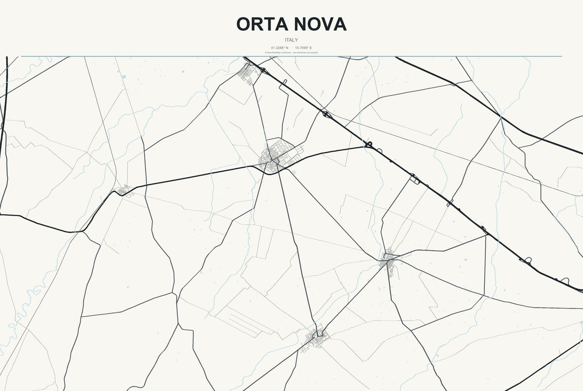 Orta Nova, Italy City Map Aluminum Sign in Headline Atlas style