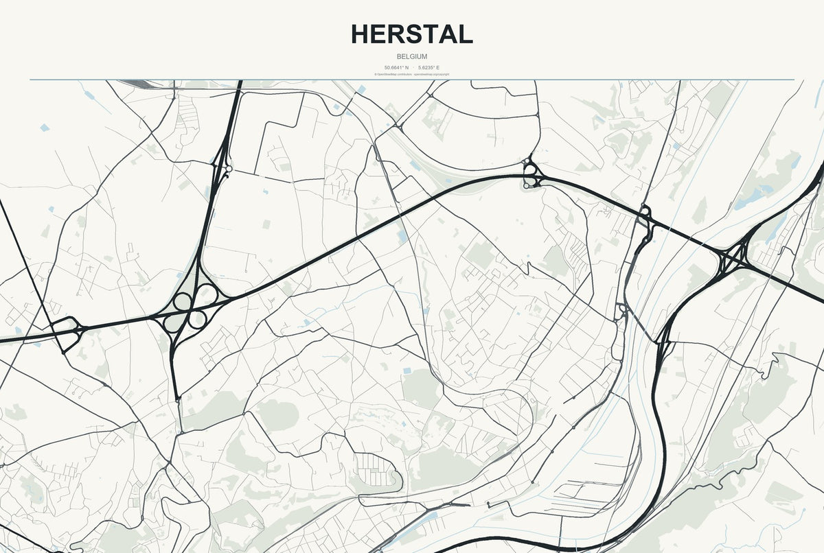 Herstal, Belgium City Map Aluminum Sign in Headline Atlas style