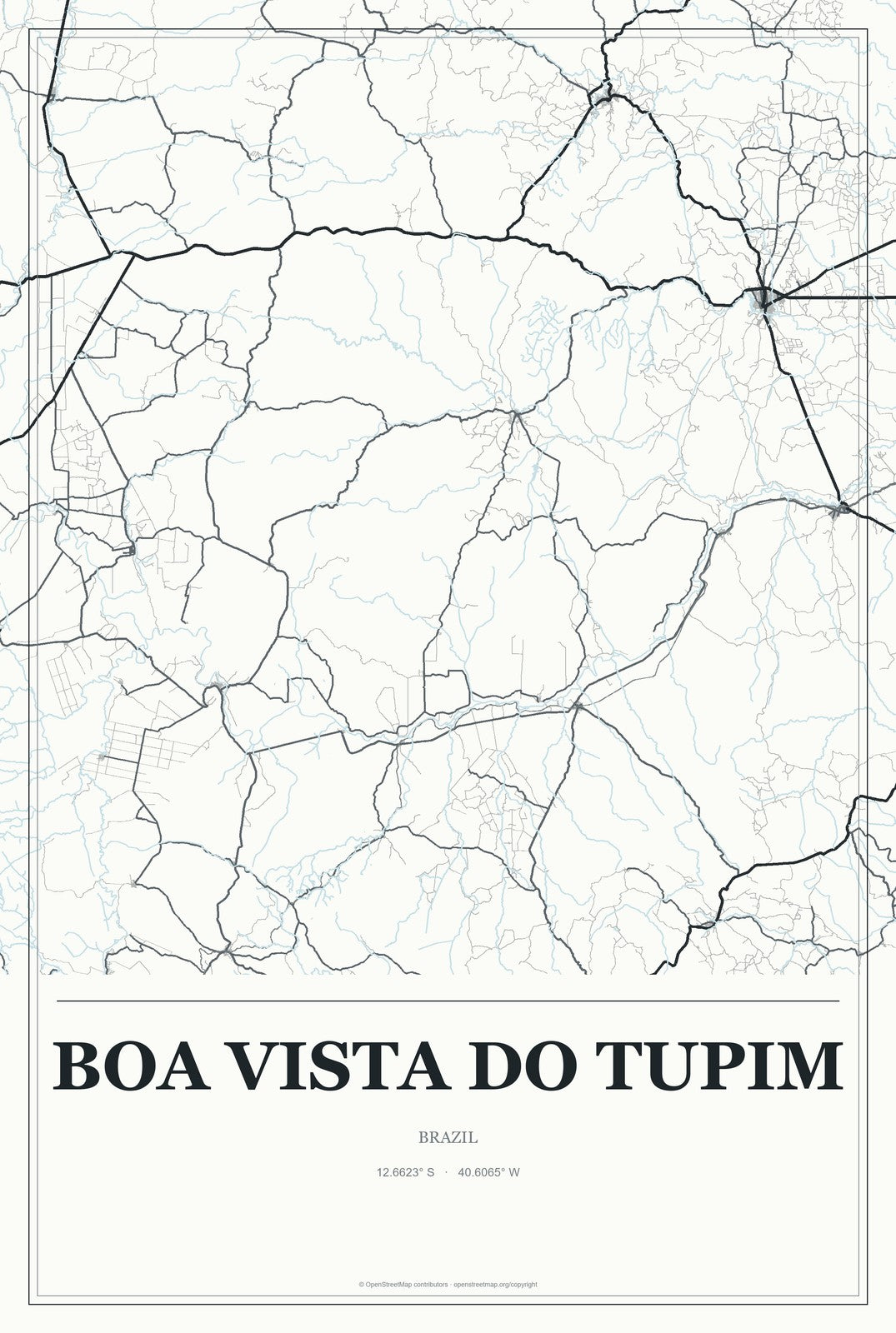 Boa Vista do Tupim, Brazil City Map Aluminum Sign in Gallery Air style