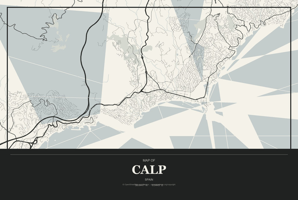 Calp, Spain City Map Aluminum Sign in Museum Plaque style