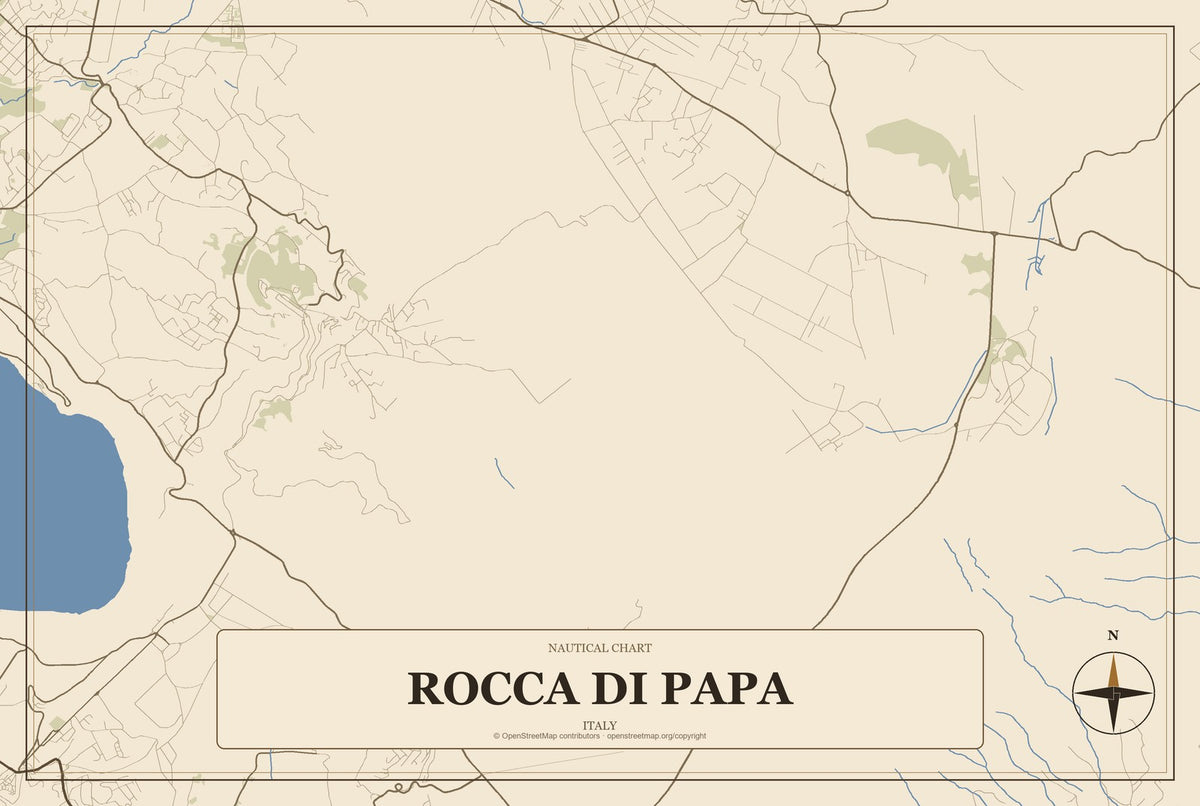 Rocca di Papa, Italy City Map Aluminum Sign in Heritage Nautical style
