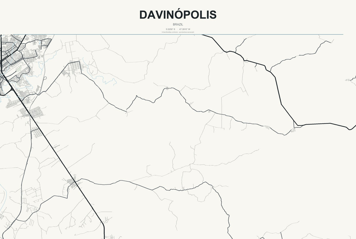 Davinópolis, Brazil City Map Aluminum Sign in Headline Atlas style