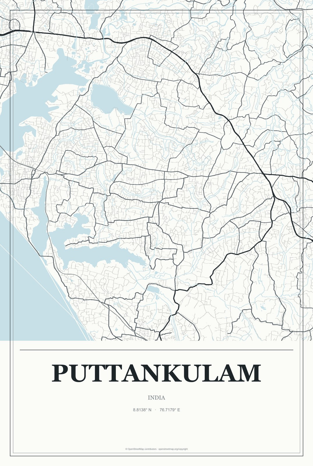 Puttankulam, India City Map Aluminum Sign in Gallery Air style