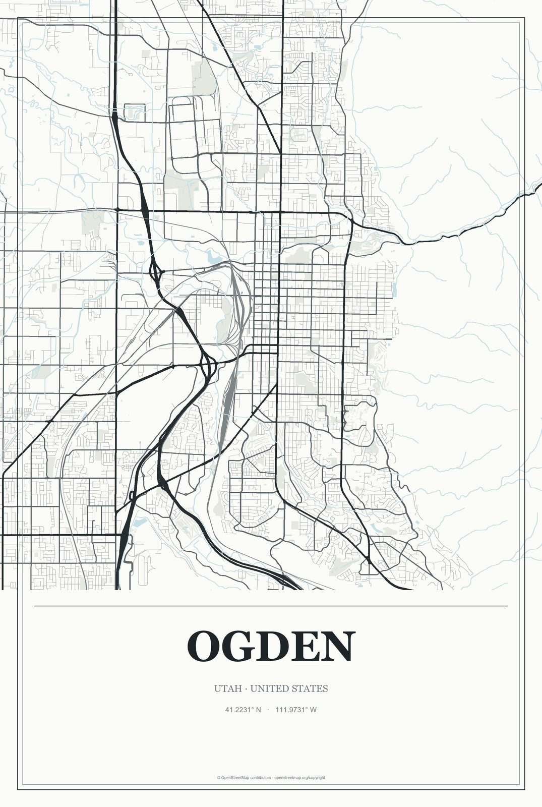 Ogden, Utah City Map Aluminum Sign in Gallery Air style