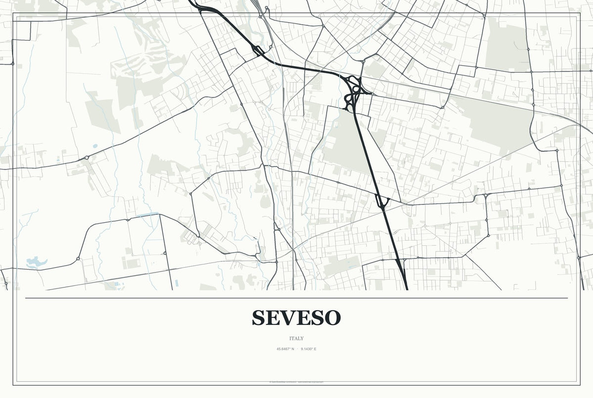 Seveso, Italy City Map Aluminum Sign in Gallery Air style