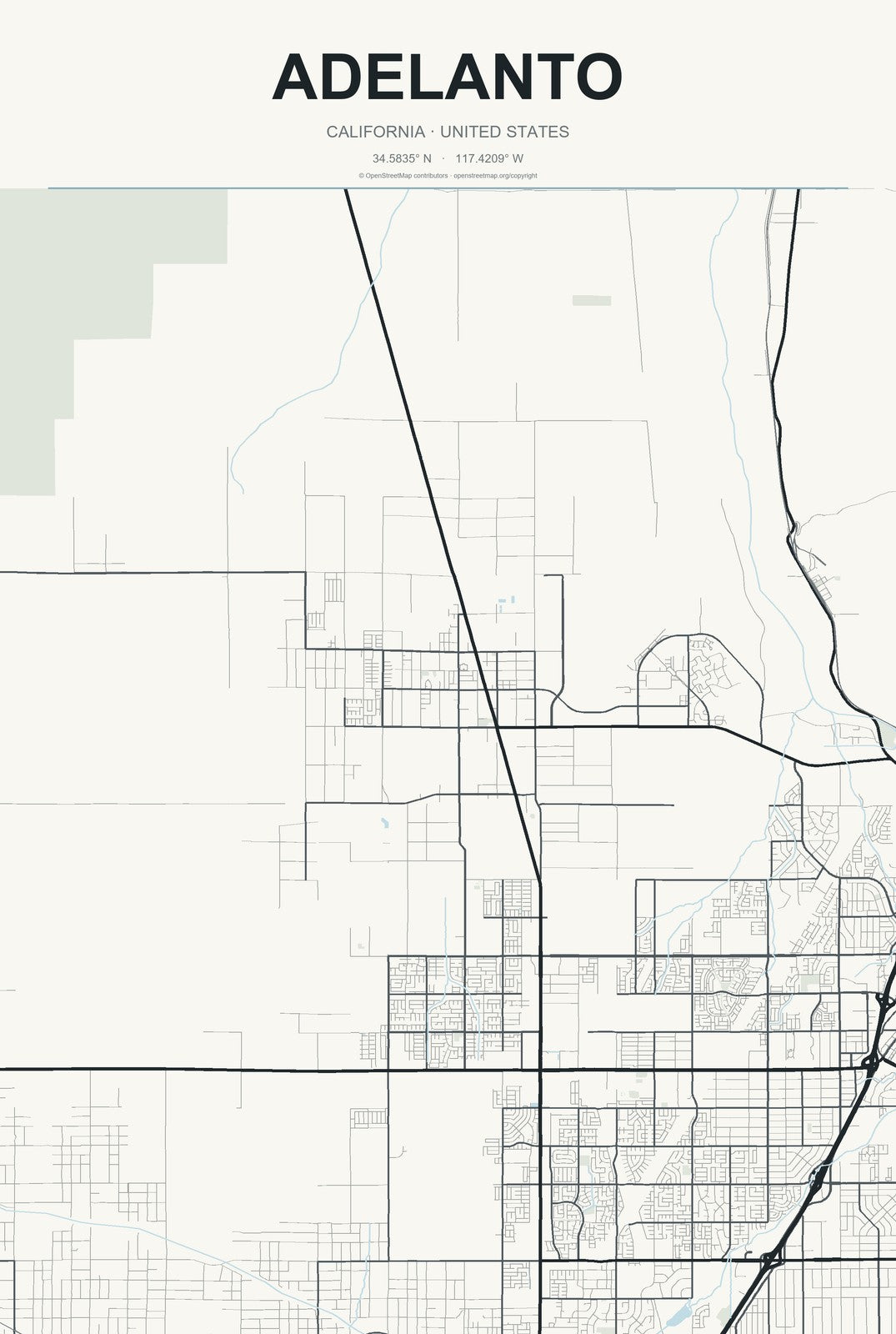 Adelanto, California City Map Aluminum Sign in Headline Atlas style