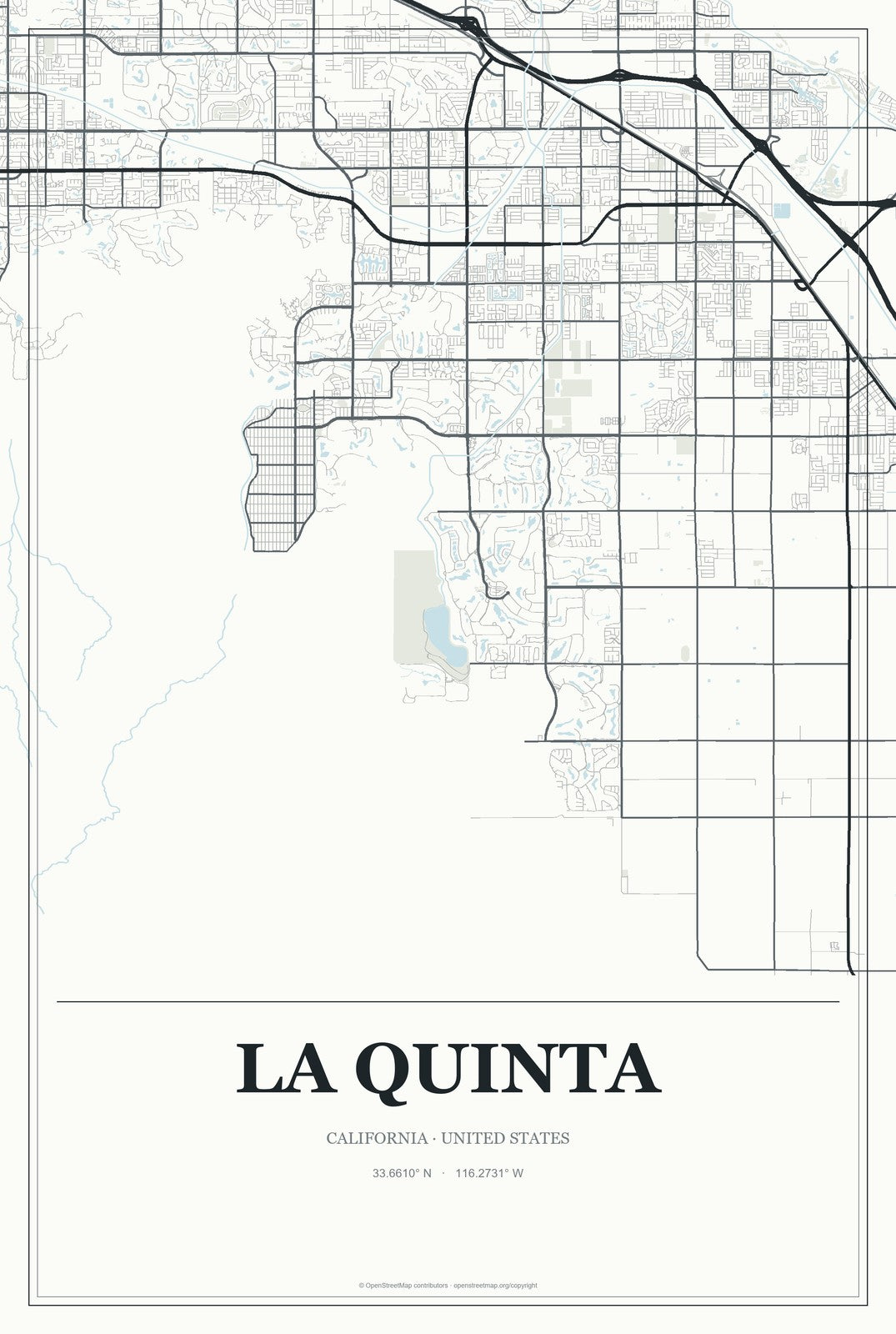 La Quinta, California City Map Aluminum Sign in Gallery Air style