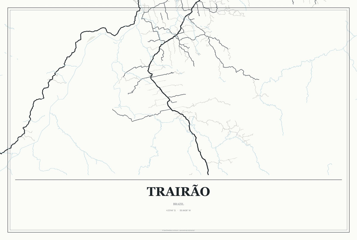 Trairão, Brazil City Map Aluminum Sign in Gallery Air style