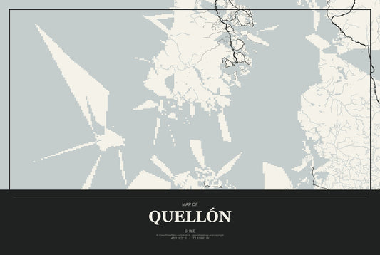 Quellón, Chile City Map Aluminum Sign in Museum Plaque style