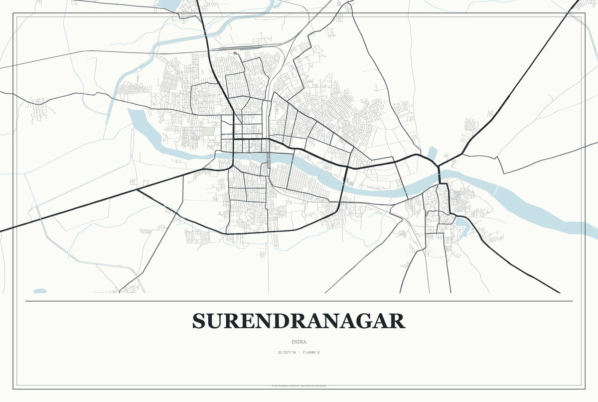 Surendranagar, India City Map Aluminum Sign in Gallery Air style